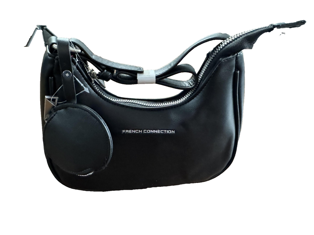 French Connection Shoulder Bag Womens Black Sarina Crossbody Coin Pouch FC925107